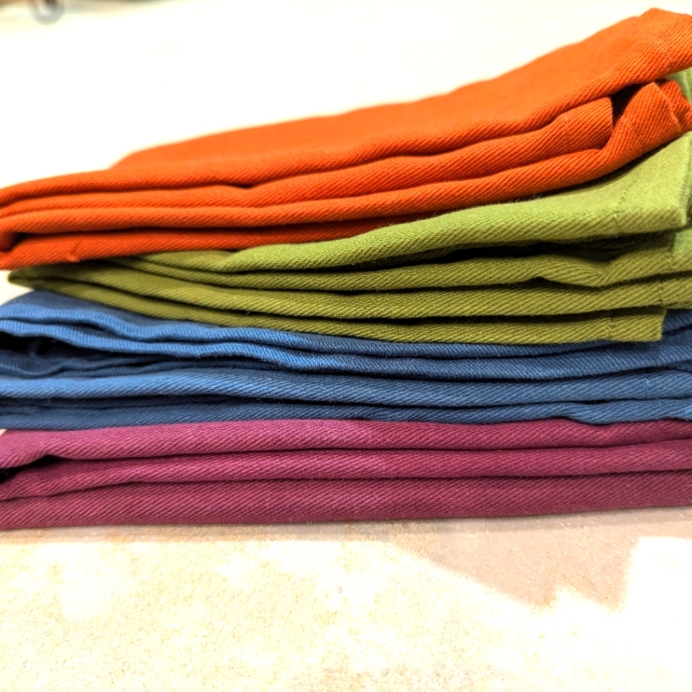 Set of eight multicolored cloth napkins